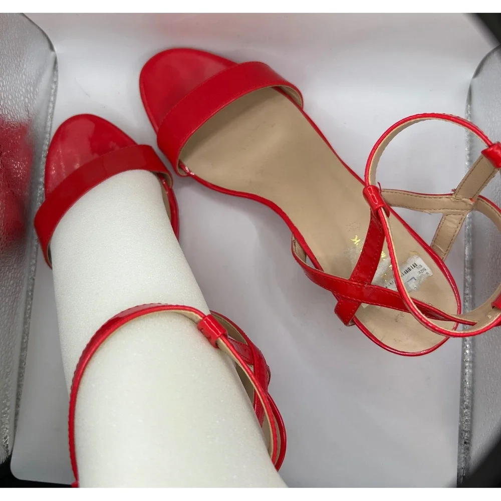 Marc New York Red Patent Leather‎ Ankle Strap Stiletto Heels Women Size 9.5